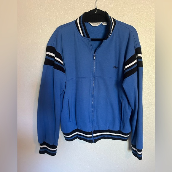 Dior Blue Track Sweater with Textured Fabric - Picture 2 of 10